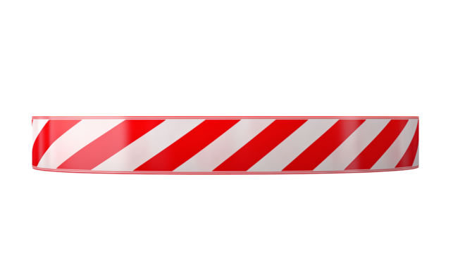 Red and White Diagonal Stripe Barrier Tape Design isolated on transparent background	
