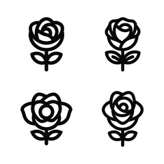  A set of rose flower icon vector illustration.