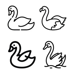  A set of swan icon line art vector illustration.