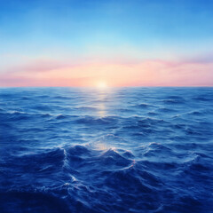 Obraz premium Serene ocean waves under colorful sunset sky