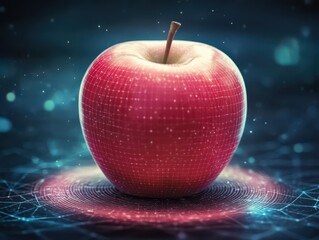 Illustrate a conceptual digital artwork of a pristine apple surrounded by a subtle aura, symbolizing contamination prevention
