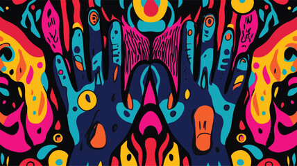 Obraz premium Minimalist Geometric and Vibrant Graffiti Art: Bold Patterns and Urban Creativity in Primary Colors Art & Illustration.