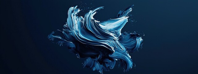 Abstract brushstroke textures in dusty blue on dark canvas create visual depth