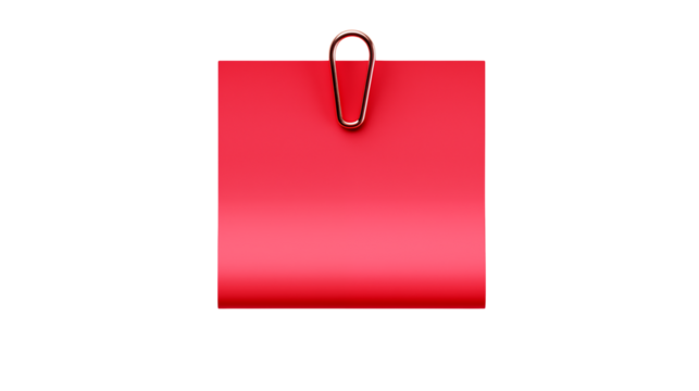 Red Note Paper Mockup with Metal Clipisolated on transparent background	 - Powered by Adobe