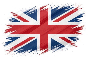 Abstract paintbrush stroke of the United Kingdom flag on white background. UK flag