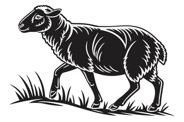 a silhouette (the sheep)with white background
