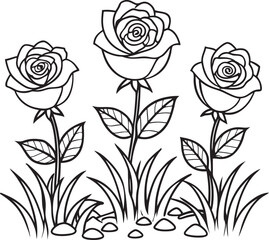 Simple Rose Outline for Kids and Adult Coloring Activities