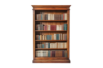wooden bookshelf isolated on a transparent background 