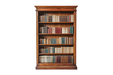 wooden bookshelf isolated on a transparent background 