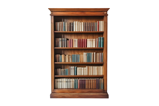 wooden bookshelf isolated on a transparent background  - Powered by Adobe