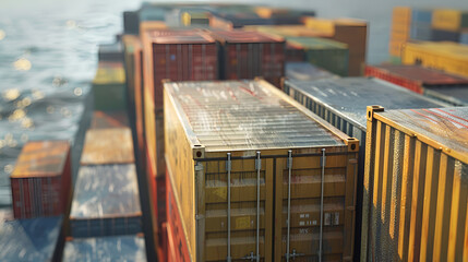 Close view of cargo containers