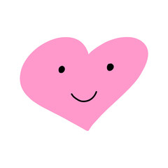 Heart Icon with Smile Face Hand Drawn Vector