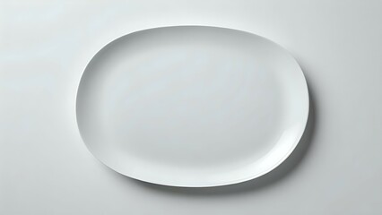 A single, clean, white oval plate on a light gray background. Minimalist design, perfect for food blogs or restaurant menus.