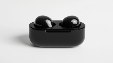 Sleek Black Wireless Earbuds in Charging Case