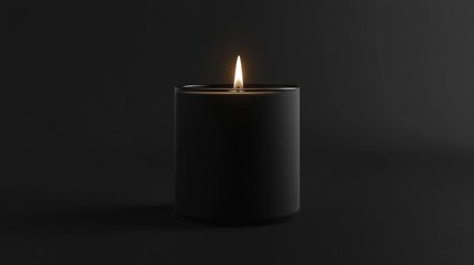 A Single Lit Black Candle in the Dark