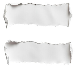 PNG Two pieces of ripped white paper with uneven edges, placed one above the other.