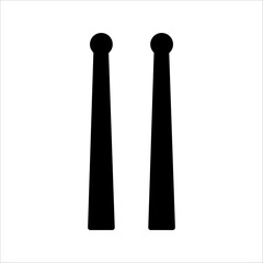 PrintDrum sticks black fill icon, music instrument vector illustration in trendy design style. Drum stick silhouette isolated on white background. Top choice, with white background
