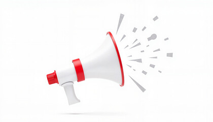 Megaphone emitting sound on a white background