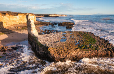 Beautiful aerial view of pillar rock on Four Mile Beach, near Santa Cruz. Concept, tourism, travel,...