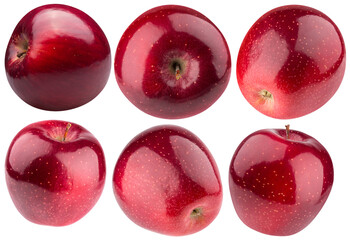 set of red apples isolated on white background