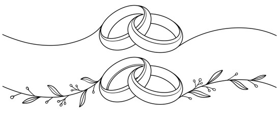 Wedding ring line art vector illustration