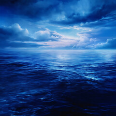 Obraz premium Serene ocean view with deep blue waters and dramatic clouds