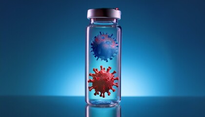 Virus particles trapped in a glass bottle