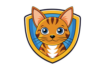 Bengal cat mascot logo in shield vector illustration.eps