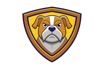 Bulldog mascot logo in shield vector illustration.eps