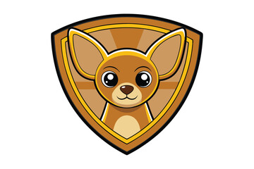 Chihuahua mascot logo in shield vector illustration.eps
