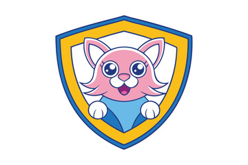 Persian cat mascot logo in shield vector illustration.eps