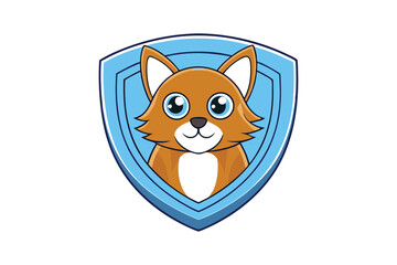 Siberian cat mascot logo in shield vector illustration