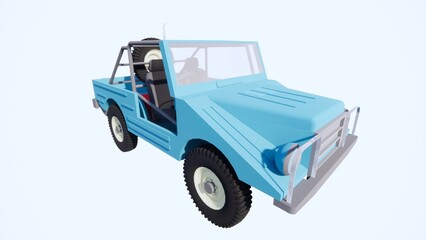 Illustration of a blue off-road car with a white background