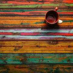 Vibrant abstract background, colorful wood grain texture, swirling rainbow colors, glossy black sphere, reflection, surreal landscape, psychedelic art, high contrast, digital painting, ultra-detailed,