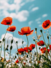 Obraz premium Vivid Red Poppies Field