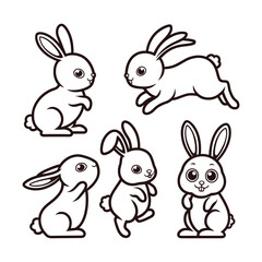 Cute bunny rabbit outline sketch vector illustration. 