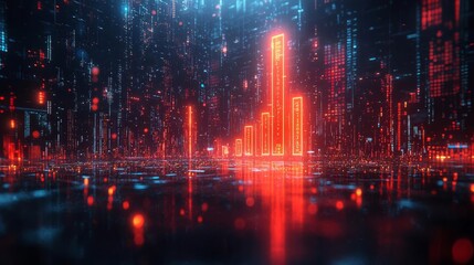 Fototapeta premium Red Alert: Futuristic Market Crash