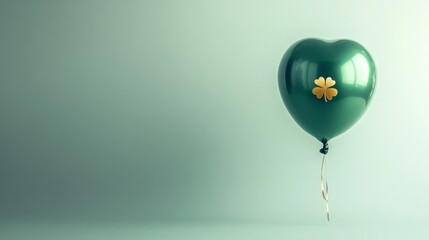 A Green Heart Shaped Balloon With A Shamrock