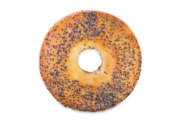 Poppy seeds bagel on a white isolated background