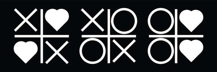 Hand drawn tic tac toe game, doodle X-O children game. Noughts and win. Play tic tac toe draw. Vector illustration. Game tic tac toe icon.