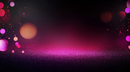 Vibrant glowing bokeh background with shiny glitter and pink and purple hues ideal for event promotions, festive digital designs, and modern creative projects