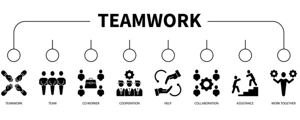Fototapeta premium Teamwork banner web icon vector illustration concept