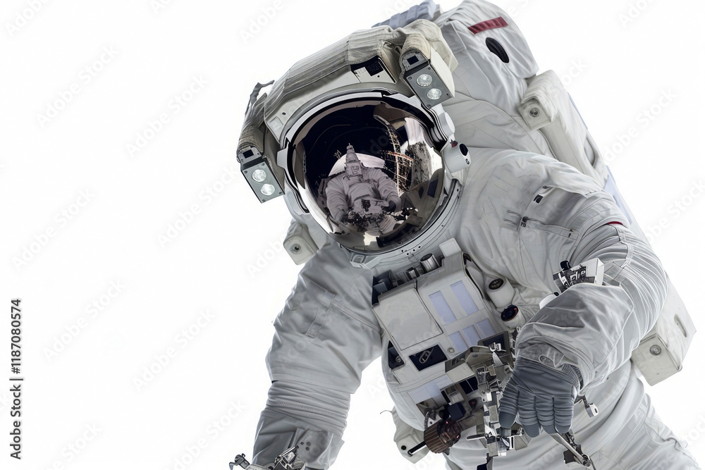 Wall mural astronaut in a spacesuit on a light background. generative ai