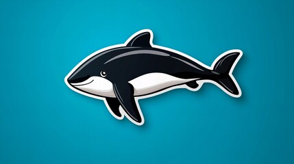 Obraz premium Adorable cartoon whale illustration, swimming in a vibrant blue ocean. Perfect for children's books or educational materials.