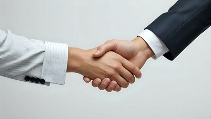 Close-up of two people shaking hands, symbolizing agreement, partnership, and collaboration in business.