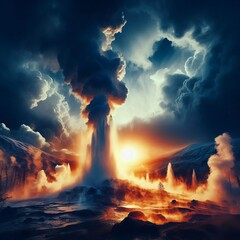 Geysers Water erupting dramatically from the earth
