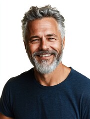 Obraz premium Bearded Man with Grey Hair, Smiling at Camera