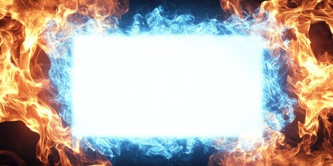 Digital Flames with Glowing Emblem