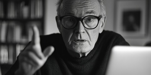 An Older Man Engrossed in a Computer