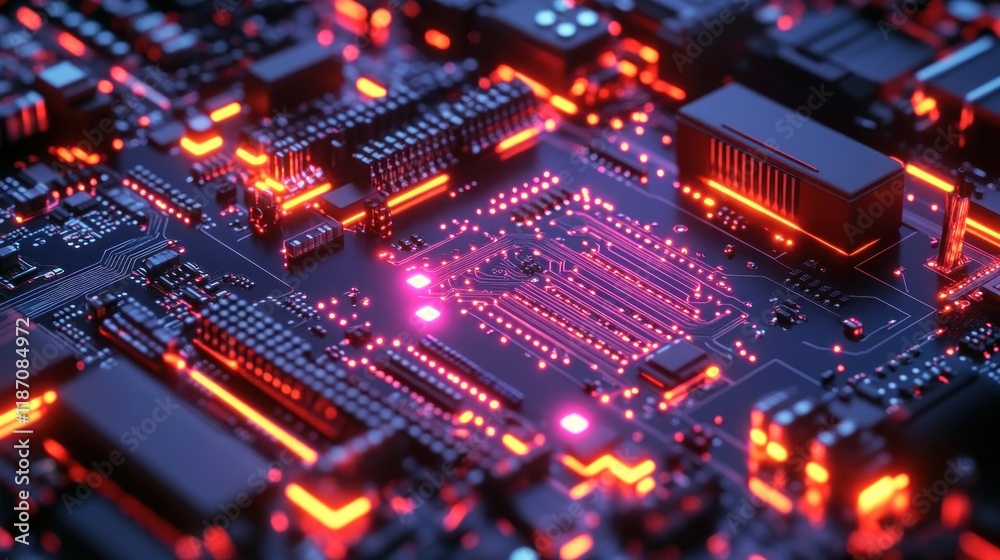 Aufkleber Illuminated Circuit Board Complex Technology Design